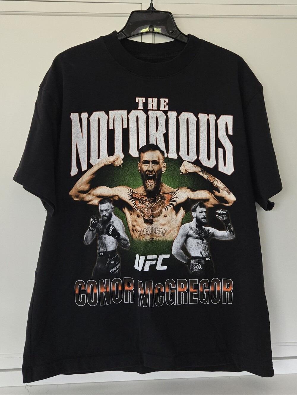 UFC Black 'The Notorious' Graphic Tee with Green Accent